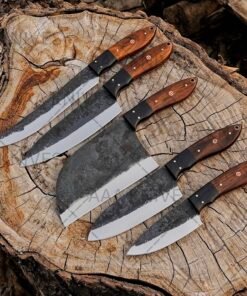 5 piece kitchen knife set rosewood handle
