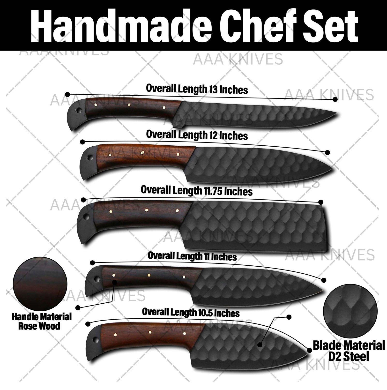 Full tang forged cooking knife set