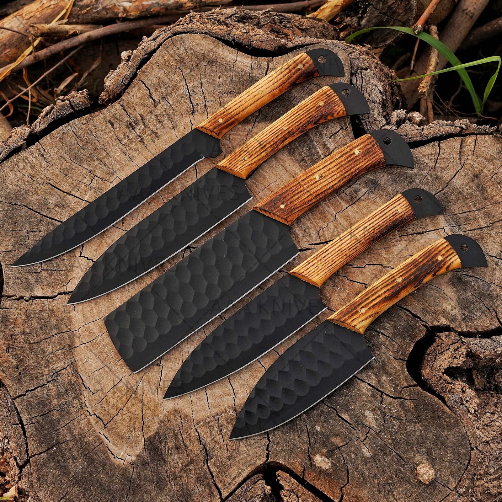 5 piece handmade forged kitchen knives