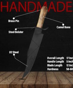 Hand forged Bowie knife fixed blade