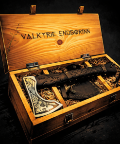 Handmade Viking axe with personalized wooden box
