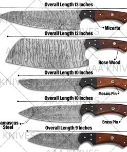 Damascus full tang knife set USA