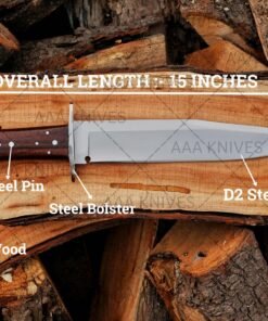 Handmade Bowie knife with leather sheath