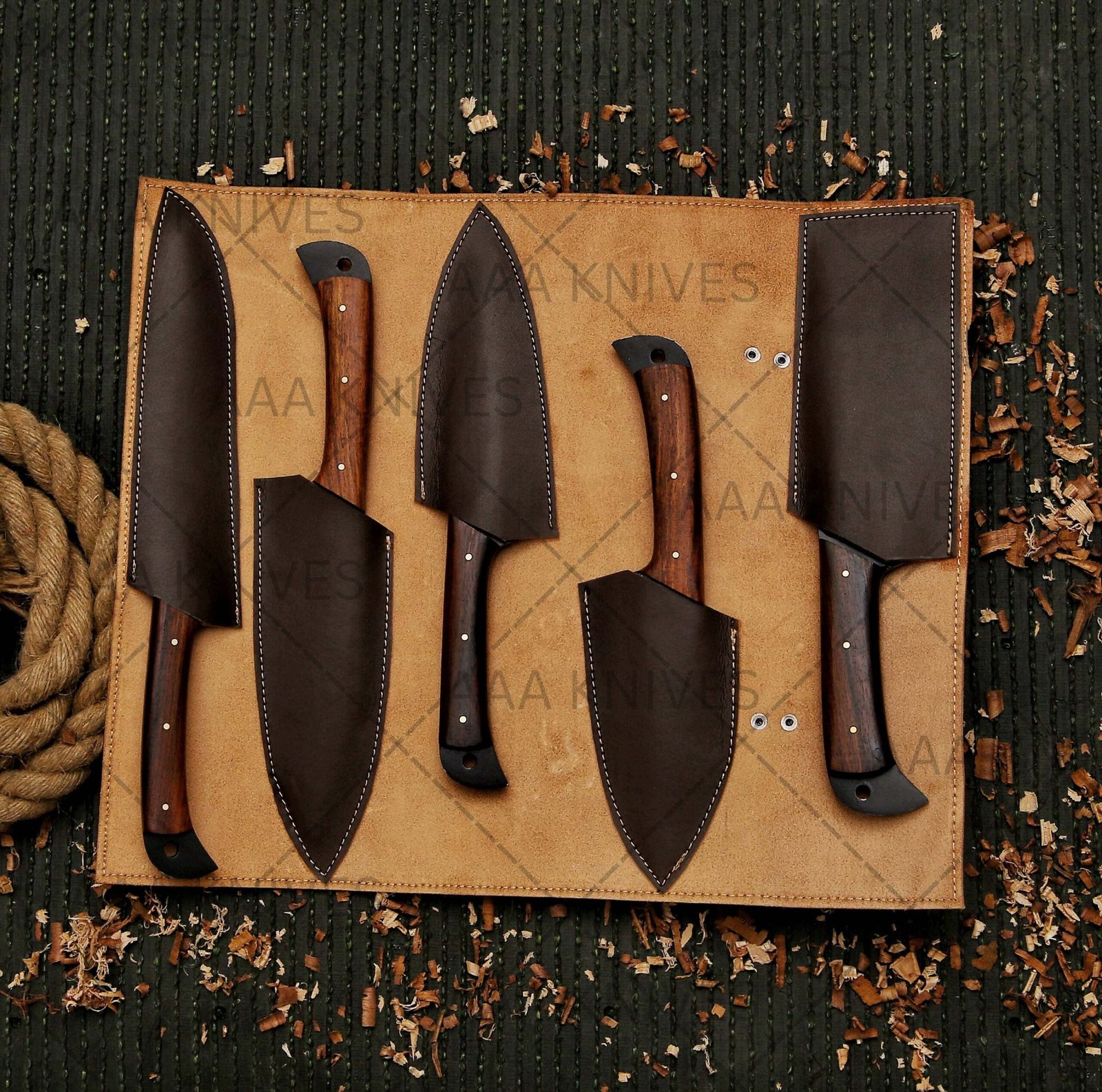 Carbon steel chef knives professional set