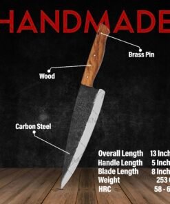 Chef knife with leather sheath