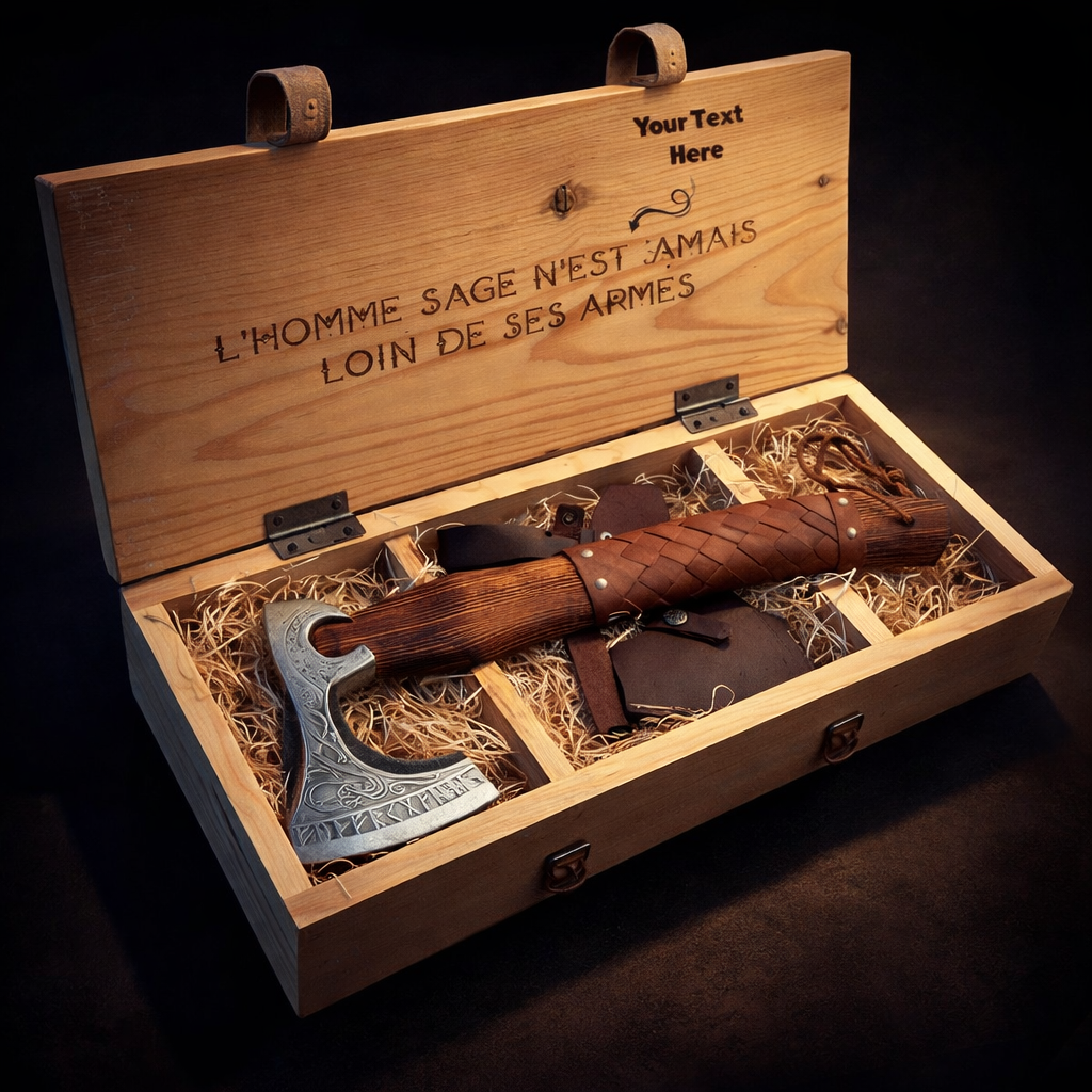 Hand Forged Functional Viking Axe made with Carbon Steel, Gift for Men & Women with Personalized Wooden Box - Image 4