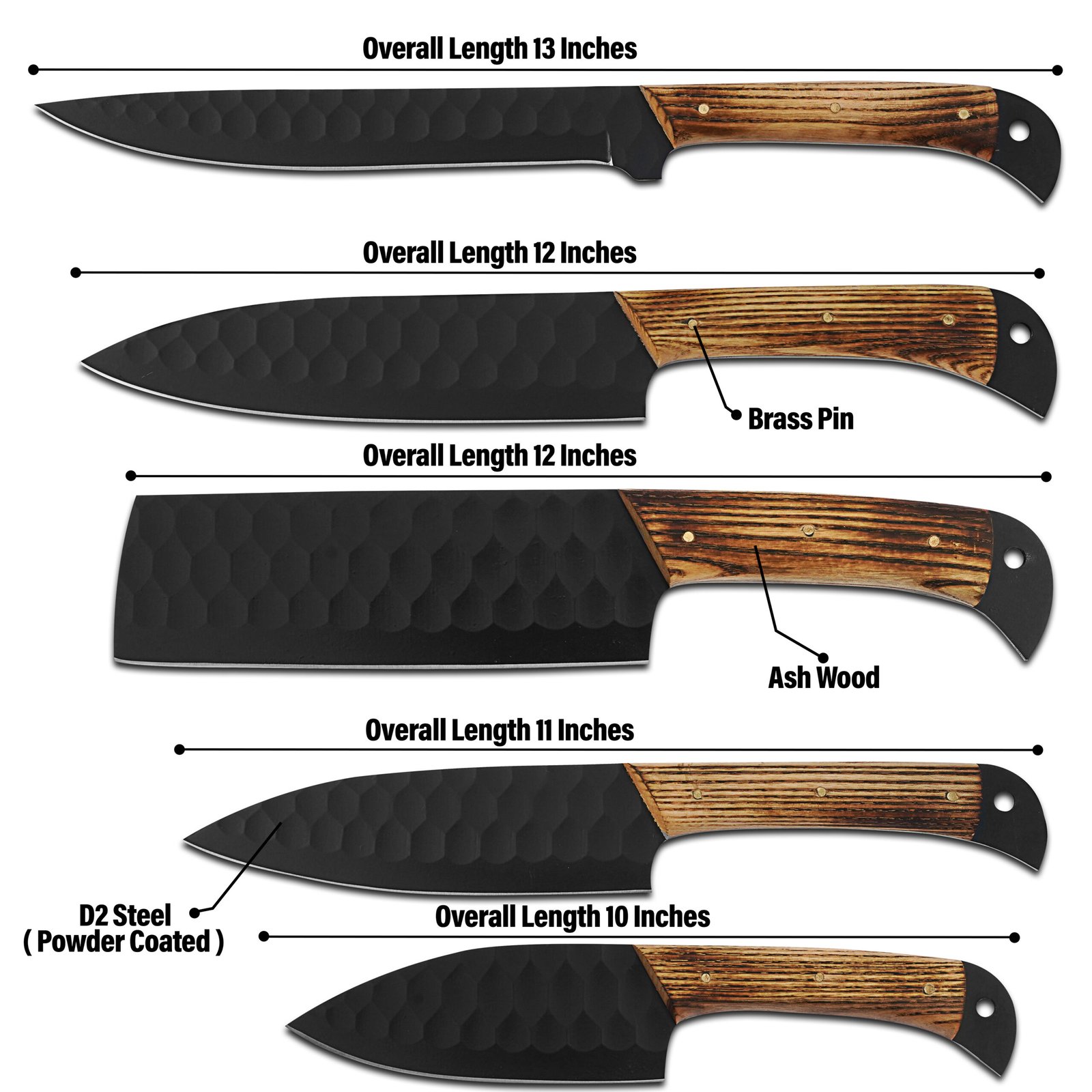 Full tang forged cooking knife set