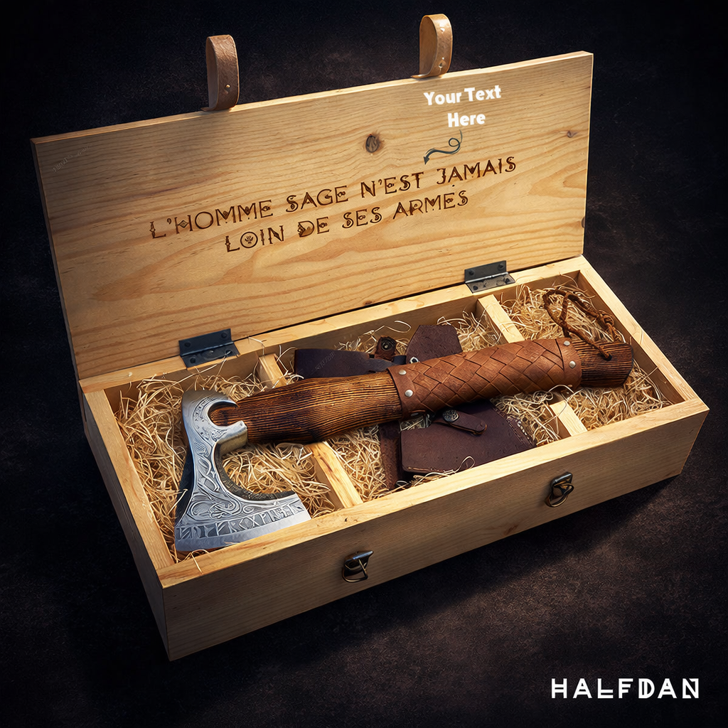 Hand Forged Functional Viking Axe made with Carbon Steel, Gift for Men & Women with Personalized Wooden Box - Image 5