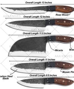 Carbon steel chef knives with black resin handle