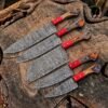Hand forged Damascus steel chef knife set