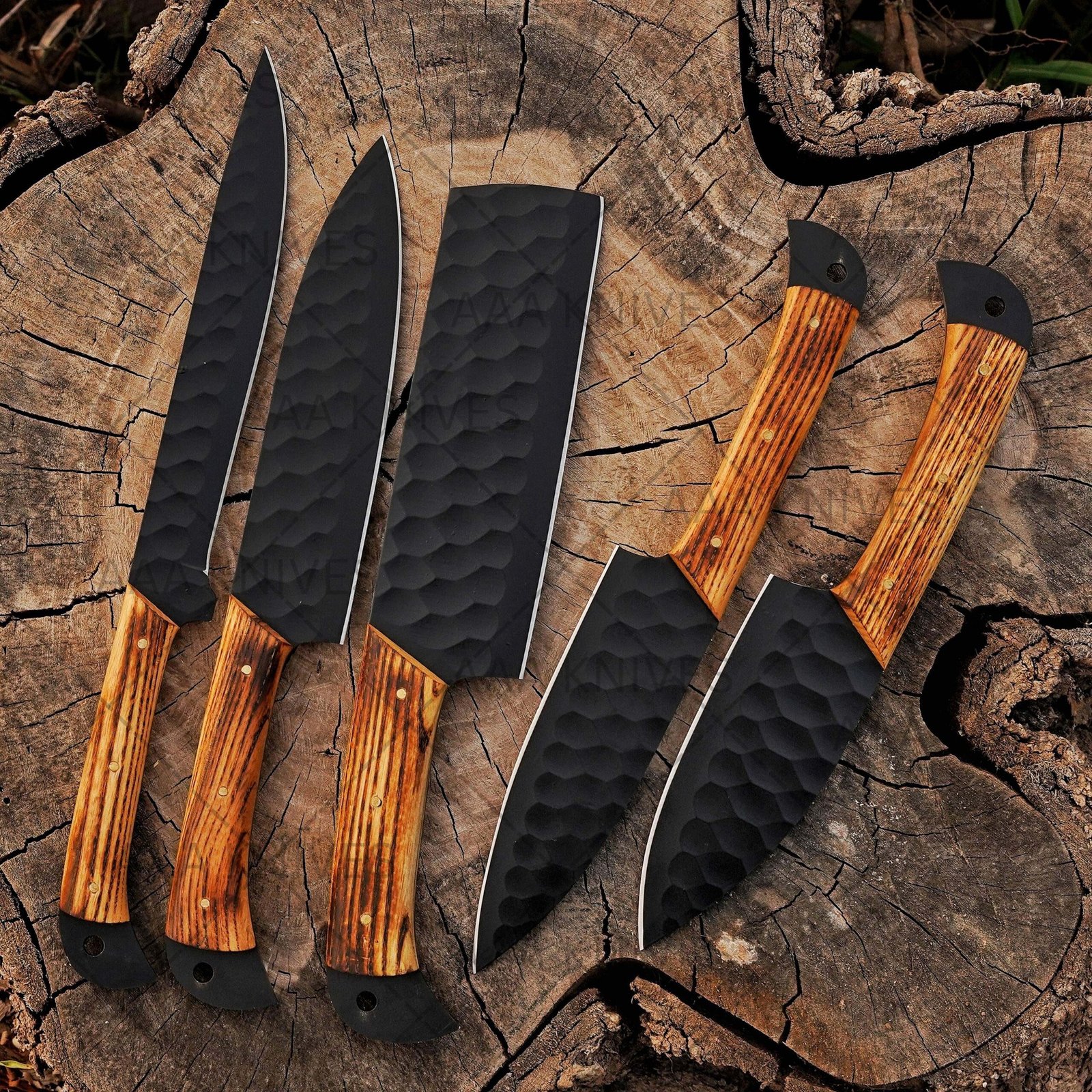 Full tang forged cooking knife set
