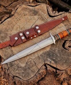 Custom handmade double edge hunting dagger