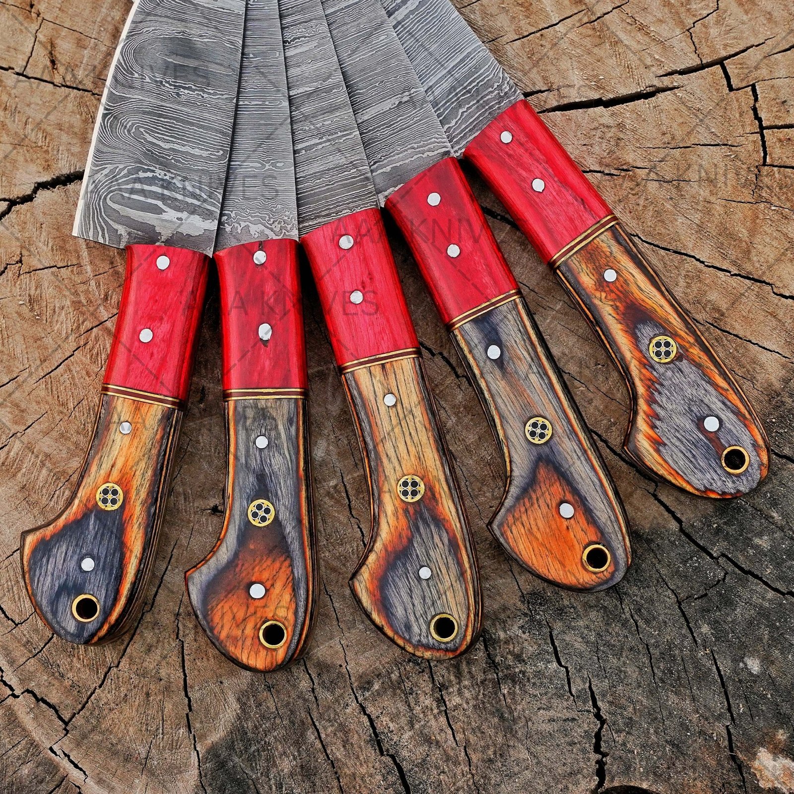 Hand Forged Damascus Steel Chef Knife Set – 5 Pcs Luxury Kitchen Knives - Image 6
