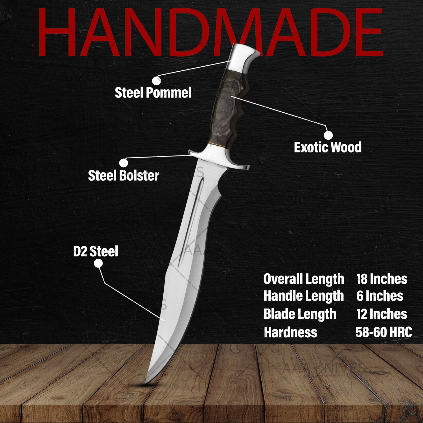 Expendables Movie Replica Bowie Knife – Handmade D2 Steel Legionnaire Blade - Image 4