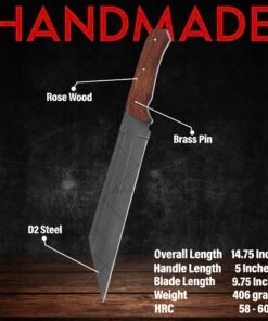 Viking style Seax knife with leather sheath