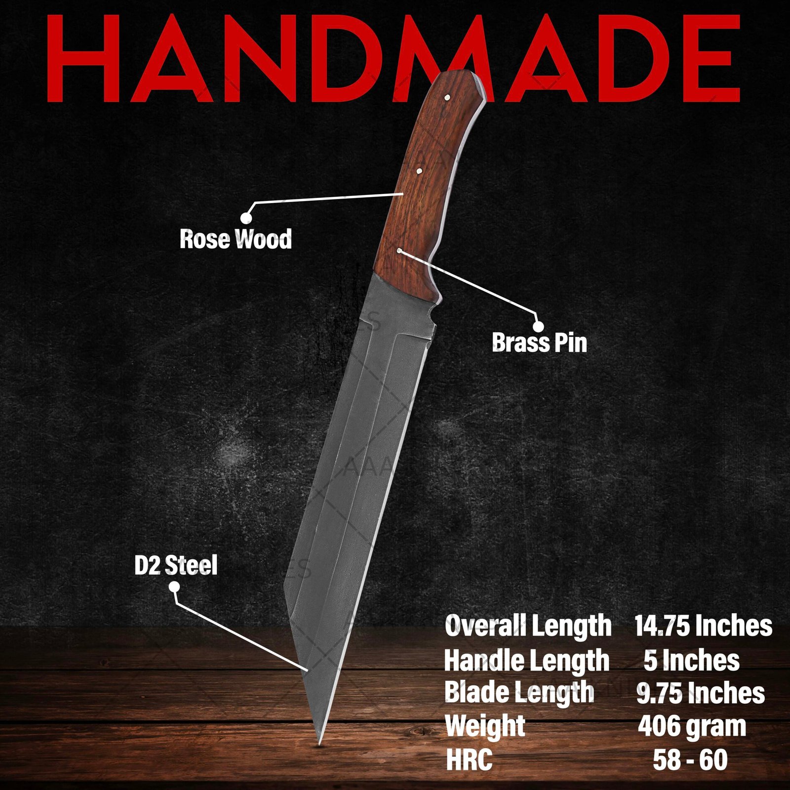 Viking style Seax knife with leather sheath