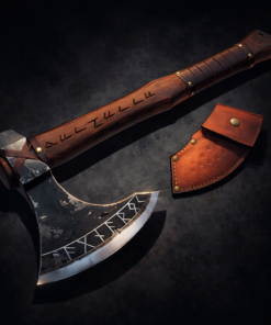 Functional hand forged engraved Viking axe