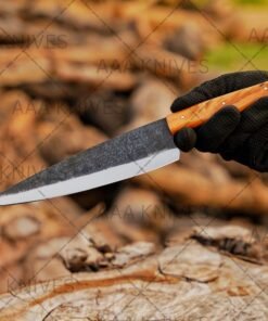 Forged blade kitchen knife with wood handle