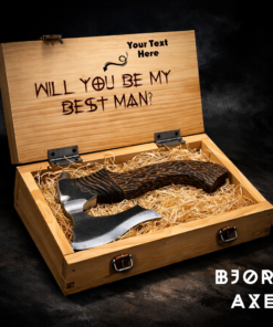 Carbon steel Viking axe with wooden box