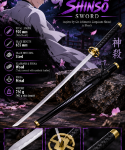 Gin Ichimaru Shinsō sword katana replica with scabbard