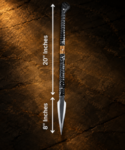 Alternative view of Handmade D2 Steel Viking Spear Head – 28" Battle Ready Spear with Black Micarta Handle & Leather Sheath