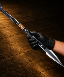 Handmade D2 Steel Viking Spear Head – 28" Battle Ready Spear with Black Micarta Handle & Leather Sheath - Image 3