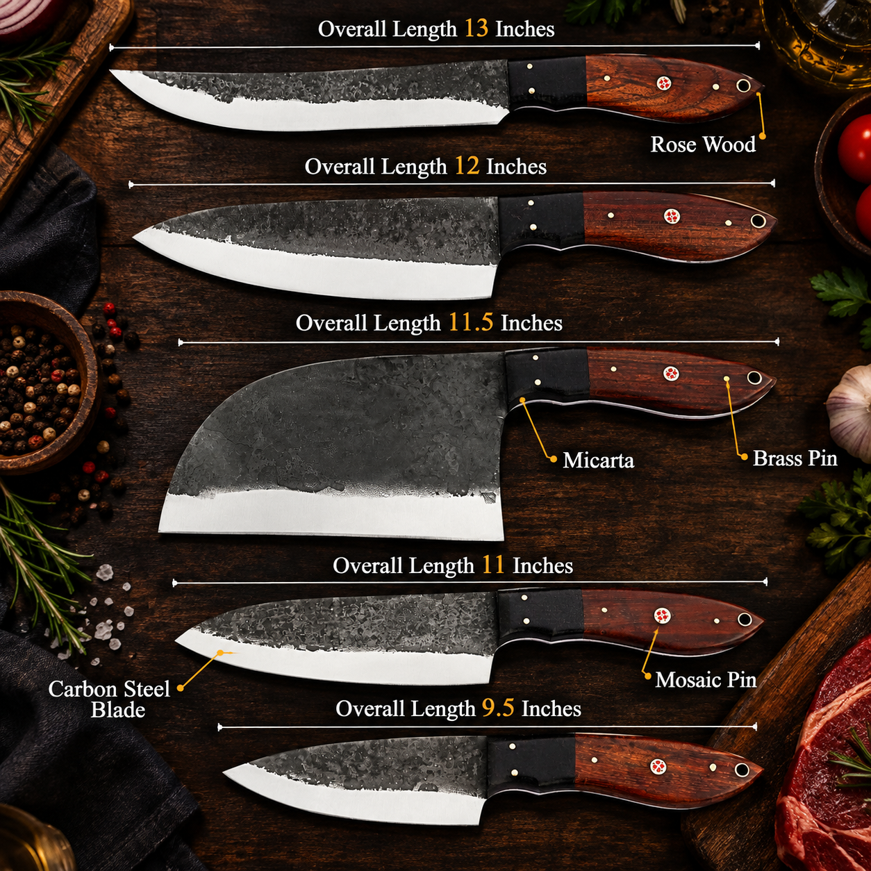 Handmade Damascus Steel Chef Tool Set | Artisan Kitchen Tools - Image 2