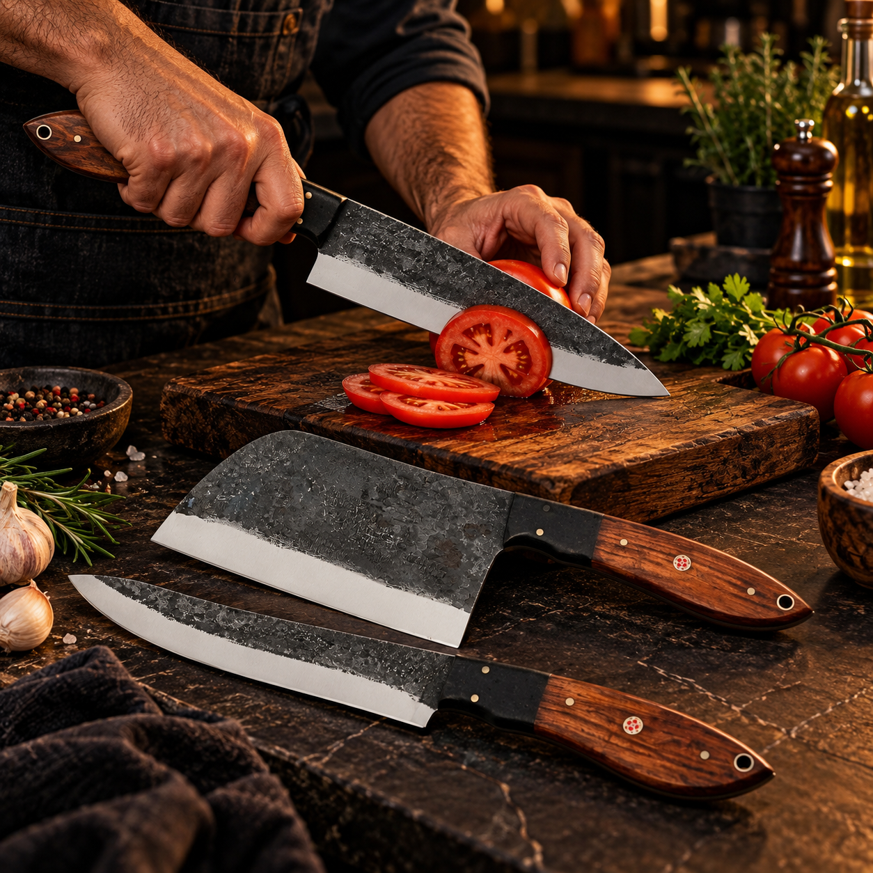 Handmade Damascus Steel Chef Tool Set | Artisan Kitchen Tools - Image 3