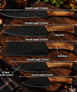Professional High Carbon Steel Chef Knife Set – 5 Piece Handmade Forged Kitchen Set - Image 5