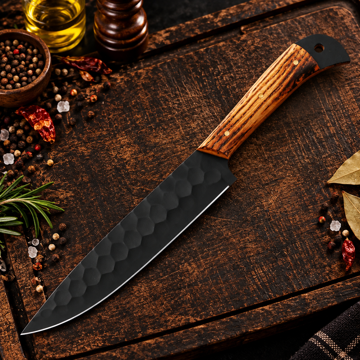 Professional High Carbon Steel Chef Knife Set – 5 Piece Handmade Forged Kitchen Set - Image 7