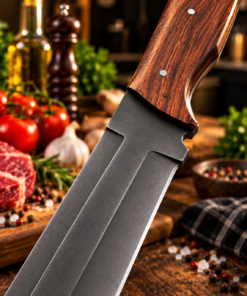 Handmade Viking Seax Knife with Leather Sheath – D2 Steel, Rosewood Handle - Image 3