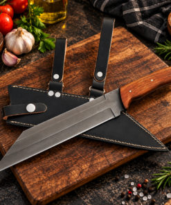 Handmade Viking Seax Knife with Leather Sheath – D2 Steel, Rosewood Handle - Image 4