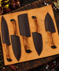 Professional High Carbon Steel Chef Knife Set – 5 Piece Handmade Forged Kitchen Set - Image 3