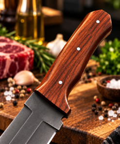 Handmade Viking Seax Knife with Leather Sheath – D2 Steel, Rosewood Handle - Image 5